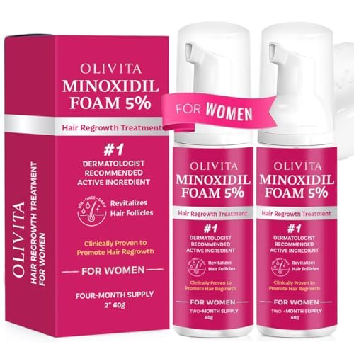 5% Minoxidil Foam for Women Hair Growth | Extra Strength Hair Regrowth Treatment – Revitalize Hair Follicles & Regrow Thicker, Fuller Hair – Hair Loss Solution (2-Pack) Avelisse