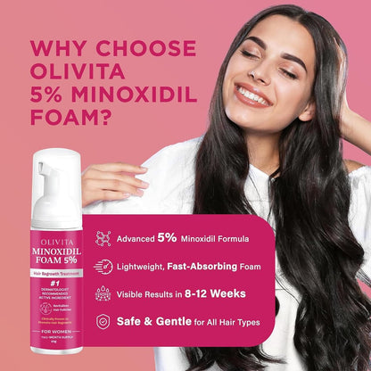 5% Minoxidil Foam for Women Hair Growth | Extra Strength Hair Regrowth Treatment – Revitalize Hair Follicles & Regrow Thicker, Fuller Hair – Hair Loss Solution (2-Pack) Avelisse