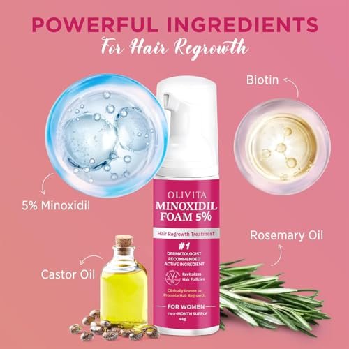 5% Minoxidil Foam for Women Hair Growth | Extra Strength Hair Regrowth Treatment – Revitalize Hair Follicles & Regrow Thicker, Fuller Hair – Hair Loss Solution (2-Pack) Avelisse