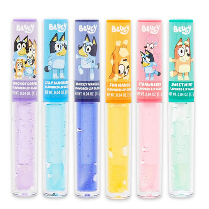 Bluey Lip Gloss Bundle for Girls – 6 Pack of Flavored Glosses with Stickers, Perfect Party Favors for Kids Avelisse