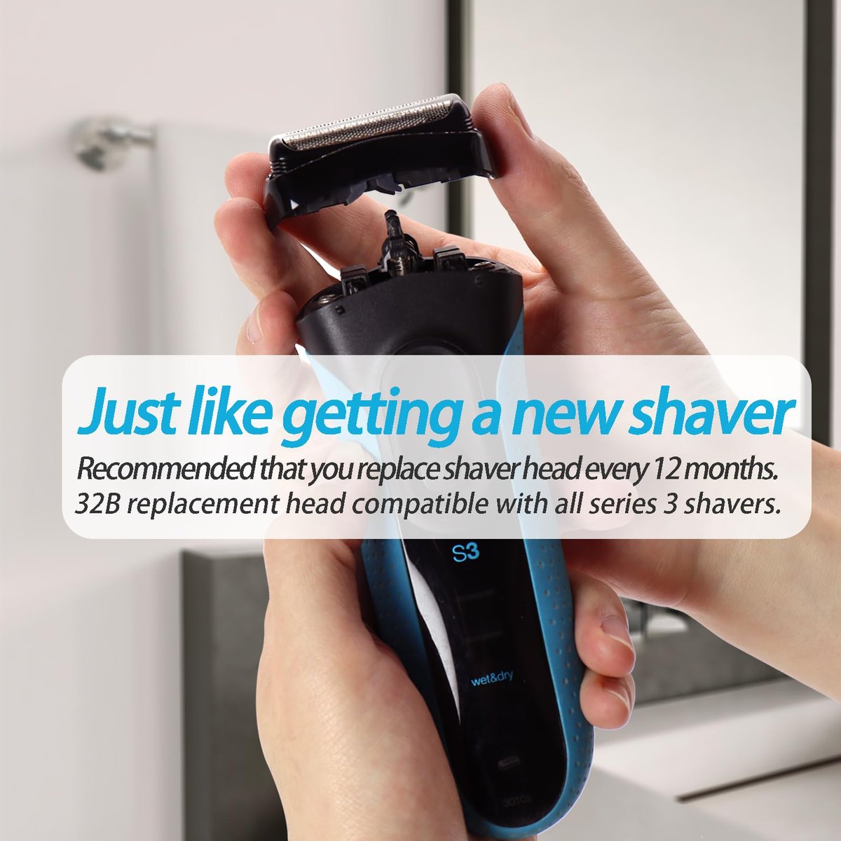 GORLENT 2 Pack Series 3 Pro Replacement Head for Branus All S3 Shavers – Close & Smooth Shave Avelisse