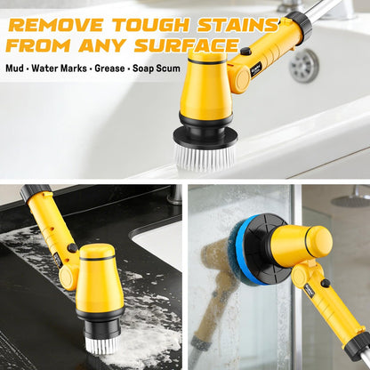 Ecarke Electric Spin Scrubber Compatible with DeWalt 20V Battery, Cordless Cleaning Brush with 4-Stage Handle, 8 Cleaning Heads for Bathroom, Floor, Kitchen, Tub, Tile – Tool Only Avelisse