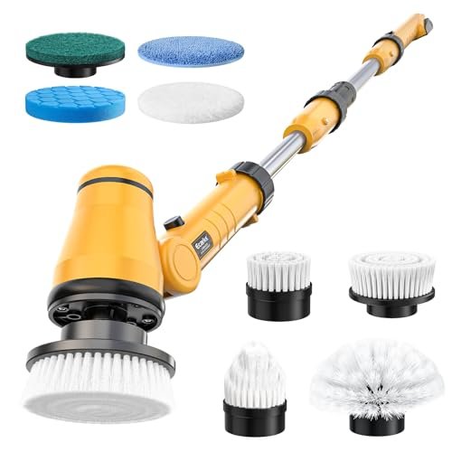 Ecarke Electric Spin Scrubber Compatible with DeWalt 20V Battery, Cordless Cleaning Brush with 4-Stage Handle, 8 Cleaning Heads for Bathroom, Floor, Kitchen, Tub, Tile – Tool Only Avelisse