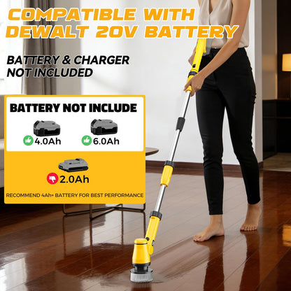 Ecarke Electric Spin Scrubber Compatible with DeWalt 20V Battery, Cordless Cleaning Brush with 4-Stage Handle, 8 Cleaning Heads for Bathroom, Floor, Kitchen, Tub, Tile – Tool Only Avelisse