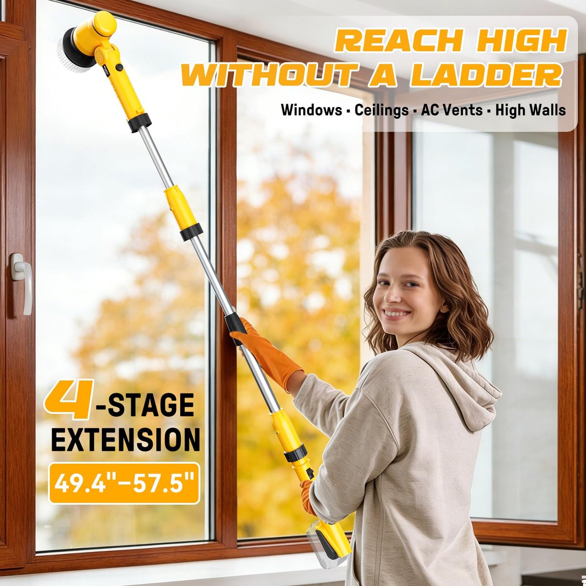 Ecarke Electric Spin Scrubber Compatible with DeWalt 20V Battery, Cordless Cleaning Brush with 4-Stage Handle, 8 Cleaning Heads for Bathroom, Floor, Kitchen, Tub, Tile – Tool Only Avelisse