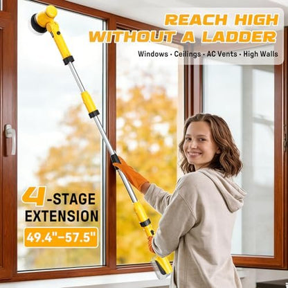 Ecarke Electric Spin Scrubber Compatible with DeWalt 20V Battery, Cordless Cleaning Brush with 4-Stage Handle, 8 Cleaning Heads for Bathroom, Floor, Kitchen, Tub, Tile – Tool Only Avelisse