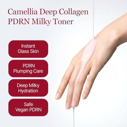 ROUND LAB Camellia Collagen PDRN Milky Toner - Hydrating & Elasticity-Boosting Glass Skin Toner with Low Molecular Collagen and Camellia Flower Extract (5.07 Fl Oz) Avelisse