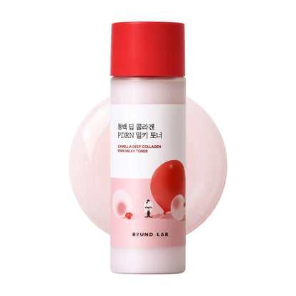 ROUND LAB Camellia Collagen PDRN Milky Toner - Hydrating & Elasticity-Boosting Glass Skin Toner with Low Molecular Collagen and Camellia Flower Extract (5.07 Fl Oz) Avelisse