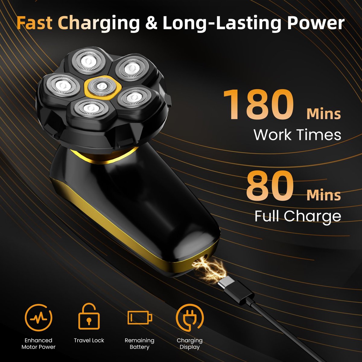 VIKICON Groomer Back Shaver for Men: Long Foldable Handle Electric Back Razor with 6D No-Scratch Shaving - Waterproof Body, Beard, Head & Face Hair Removal, Gifts for Husband Dad (Black) Avelisse