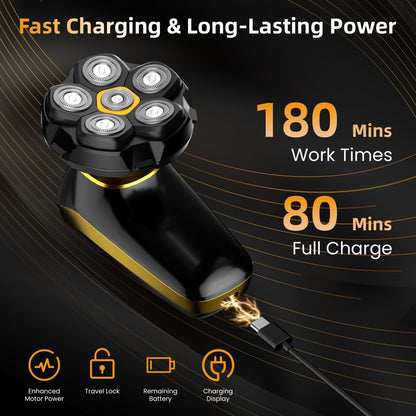 VIKICON Groomer Back Shaver for Men: Long Foldable Handle Electric Back Razor with 6D No-Scratch Shaving - Waterproof Body, Beard, Head & Face Hair Removal, Gifts for Husband Dad (Black) Avelisse