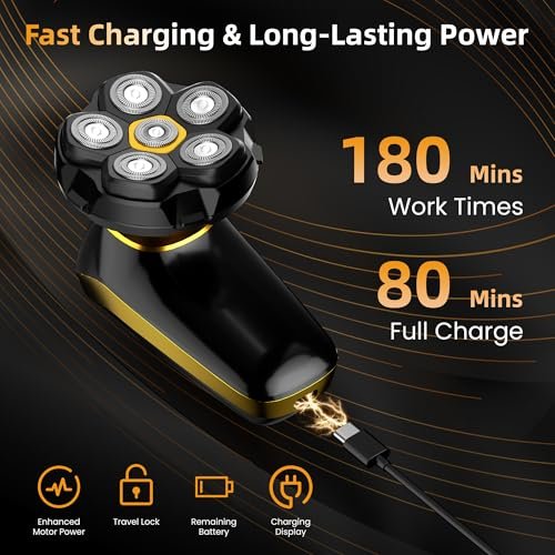 VIKICON Groomer Back Shaver for Men: Long Foldable Handle Electric Back Razor with 6D No-Scratch Shaving - Waterproof Body, Beard, Head & Face Hair Removal, Gifts for Husband Dad (Black) Avelisse