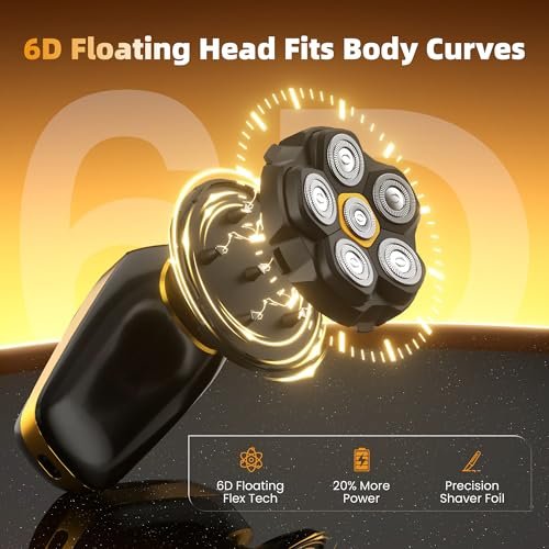 VIKICON Groomer Back Shaver for Men: Long Foldable Handle Electric Back Razor with 6D No-Scratch Shaving - Waterproof Body, Beard, Head & Face Hair Removal, Gifts for Husband Dad (Black) Avelisse