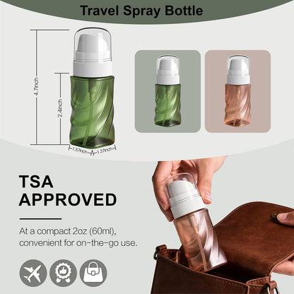 RNOAFMU 2 Pack Small Spray Bottle 2oz/60ml, Travel Size Mini Fine Mist Spray Bottles, Leakproof & Refillable Empty Spray Bottle for Hair, Face, Plant and Cleaning