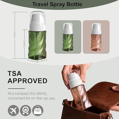 RNOAFMU 2 Pack Small Spray Bottle 2oz/60ml, Travel Size Mini Fine Mist Spray Bottles, Leakproof & Refillable Empty Spray Bottle for Hair, Face, Plant and Cleaning