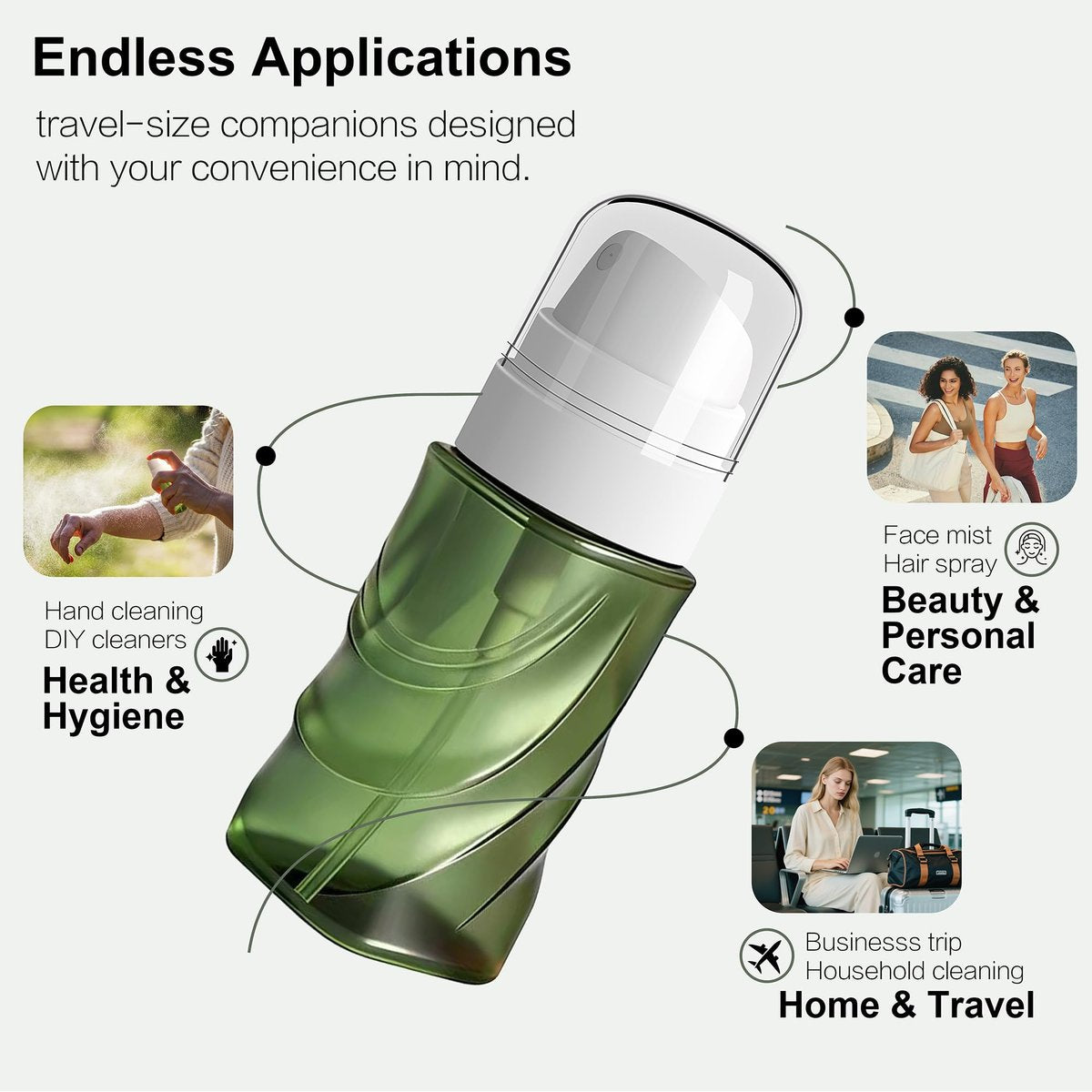 RNOAFMU 2 Pack Small Spray Bottle 2oz/60ml, Travel Size Mini Fine Mist Spray Bottles, Leakproof & Refillable Empty Spray Bottle for Hair, Face, Plant and Cleaning - görsel 11