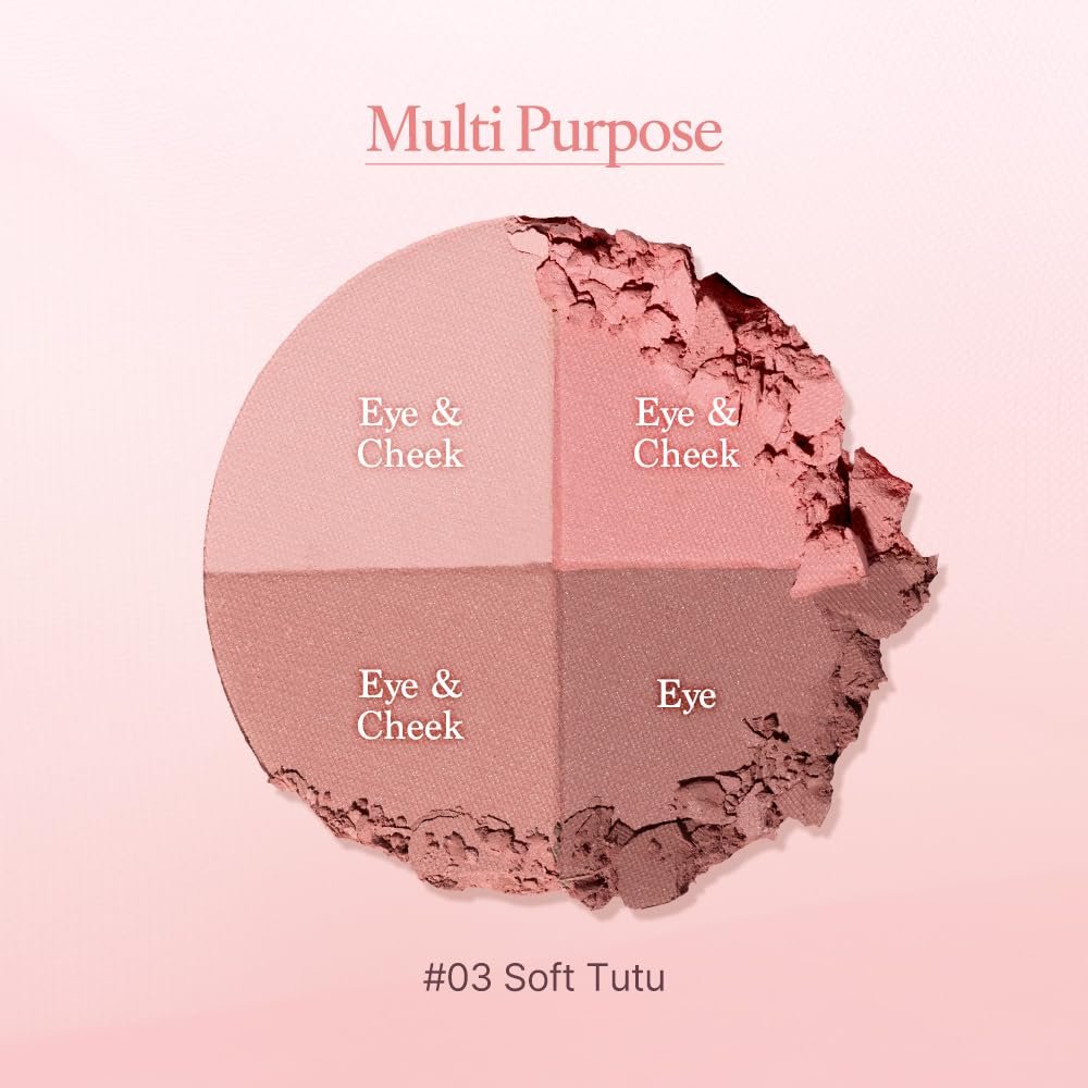 dasique Multi Quad Eyeshadow #03 Soft Tutu – 4-Color Pink Nude Palette - görsel 5