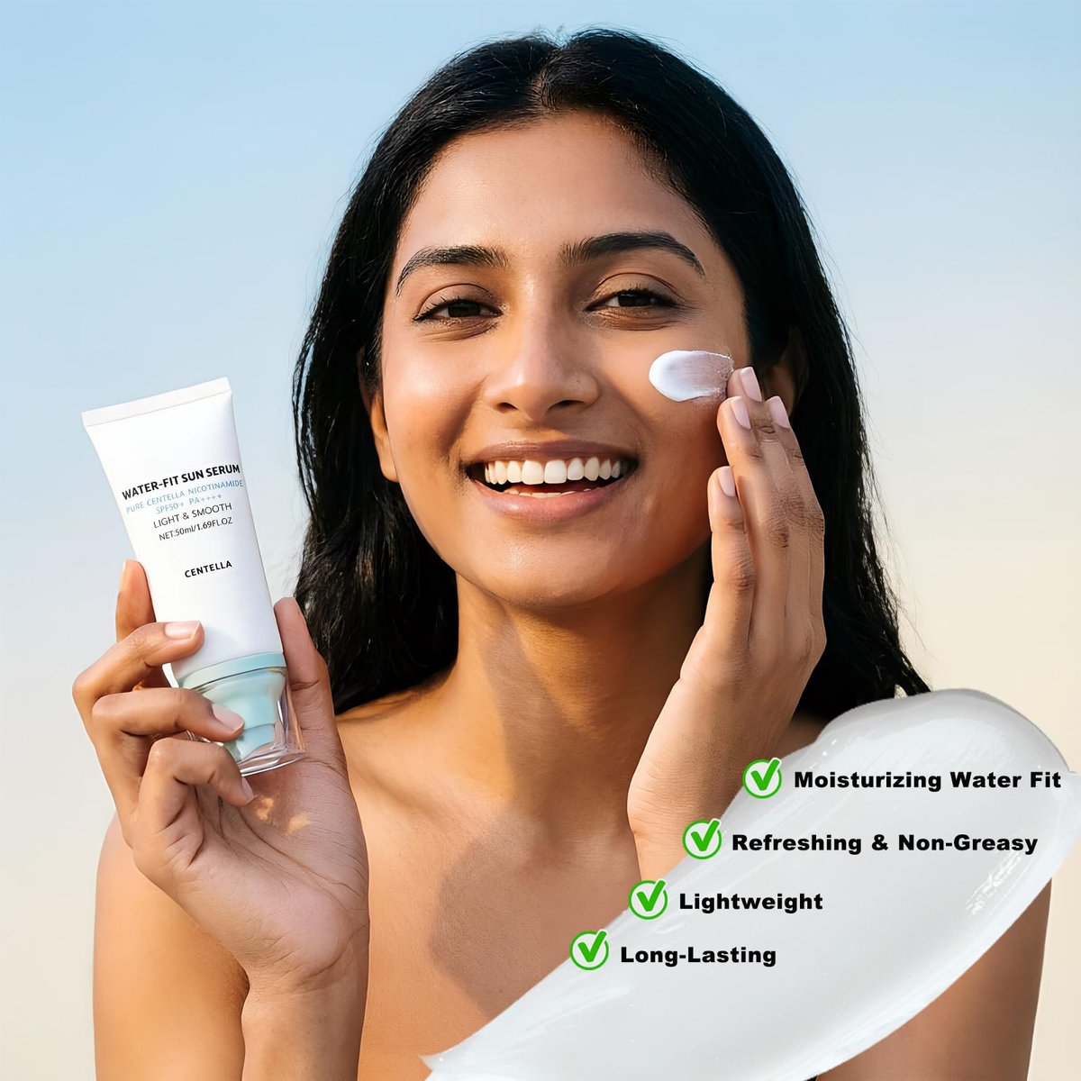 Korean Centella Sunscreen SPF 50+ Broad Spectrum - No White Cast Mineral Formula, Lightweight Daily Face Sunscreen for Sensitive Skin 1.69 oz - görsel 5
