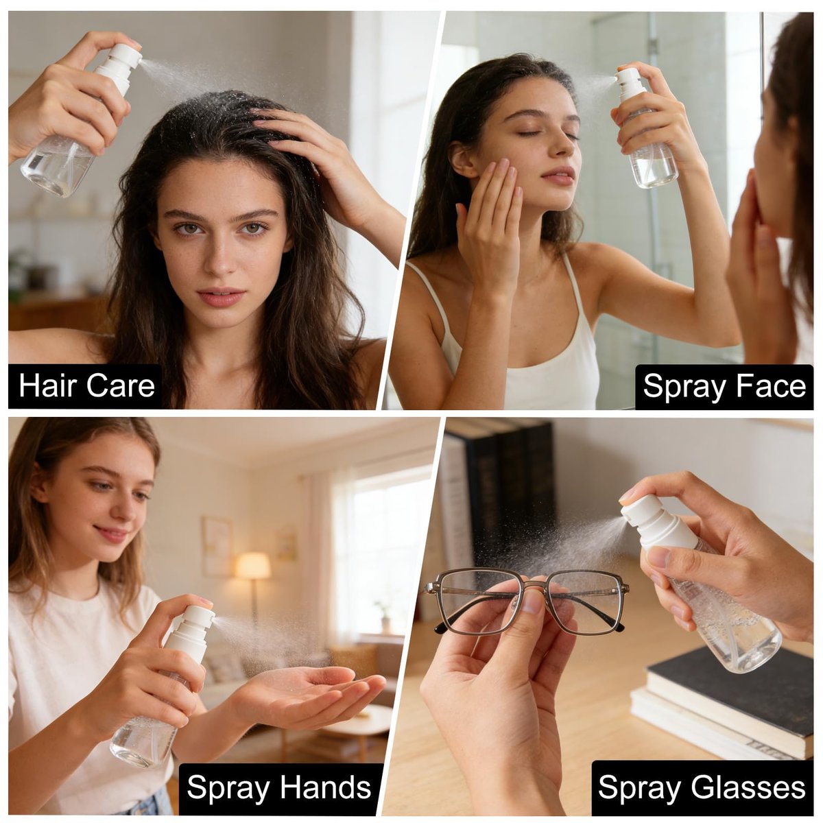 QIHANS 2 Pack Spray Bottles 2oz/60ml, Leak Proof Fine Mist Small Empty Spray Bottles, Portable Refillable Plastic Travel Bottle for Hair Spray Toners Facial Moisturizing - görsel 11