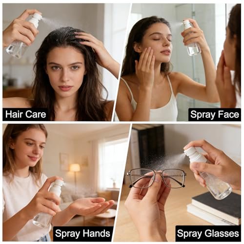 QIHANS 2 Pack Spray Bottles 2oz/60ml, Leak Proof Fine Mist Small Empty Spray Bottles, Portable Refillable Plastic Travel Bottle for Hair Spray Toners Facial Moisturizing - görsel 12