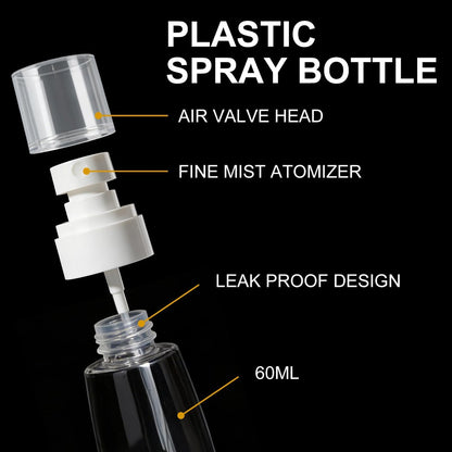 QIHANS 2 Pack Spray Bottles 2oz/60ml, Leak Proof Fine Mist Small Empty Spray Bottles, Portable Refillable Plastic Travel Bottle for Hair Spray Toners Facial Moisturizing