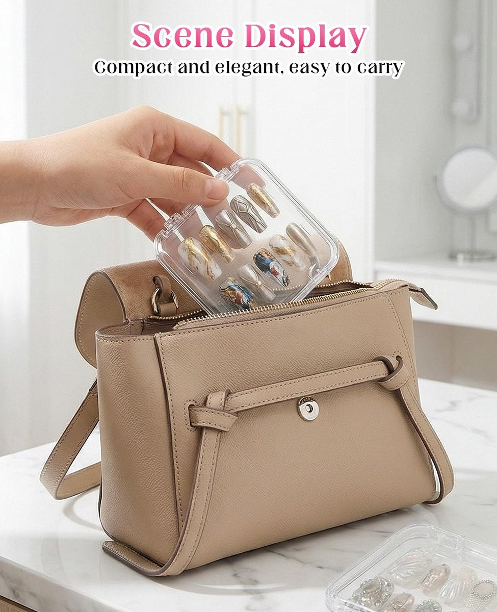 Geyynow 18-Pack Press on Nail Packaging Cases – Acrylic False Nail Storage Boxes with 60 Adhesive Tabs - görsel 11