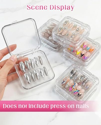 Geyynow 18-Pack Press on Nail Packaging Cases – Acrylic False Nail Storage Boxes with 60 Adhesive Tabs - görsel 8