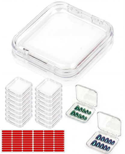 Geyynow 18-Pack Press on Nail Packaging Cases – Acrylic False Nail Storage Boxes with 60 Adhesive Tabs