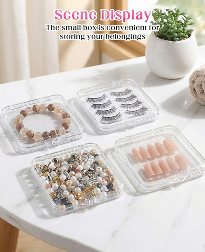 Geyynow 18-Pack Press on Nail Packaging Cases – Acrylic False Nail Storage Boxes with 60 Adhesive Tabs