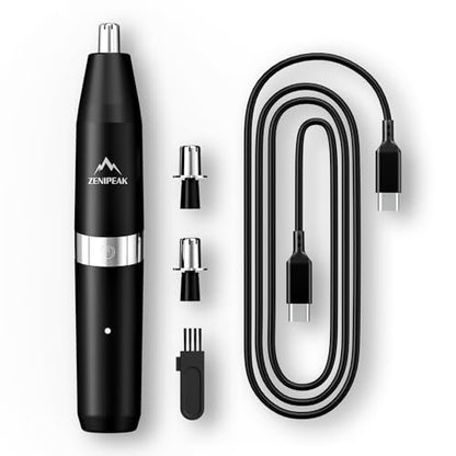 ZENIPEAK Professional Nose Hair Trimmer for Men & Women, USB-C Rechargeable Electric Ear & Nasal Clipper, Micro-Vacuum, Painless 8000 RPM, 3 Patented Magnetic Heads, Waterproof Travel Kit Avelisse