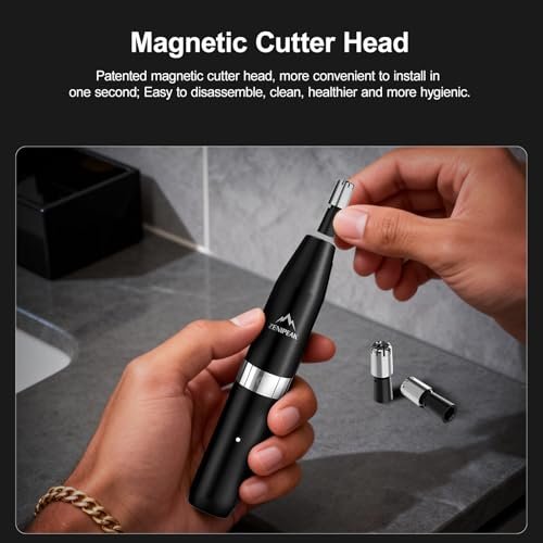 ZENIPEAK Professional Nose Hair Trimmer for Men & Women, USB-C Rechargeable Electric Ear & Nasal Clipper, Micro-Vacuum, Painless 8000 RPM, 3 Patented Magnetic Heads, Waterproof Travel Kit Avelisse