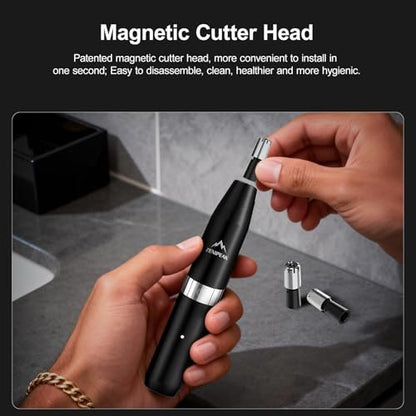 ZENIPEAK Professional Nose Hair Trimmer for Men & Women, USB-C Rechargeable Electric Ear & Nasal Clipper, Micro-Vacuum, Painless 8000 RPM, 3 Patented Magnetic Heads, Waterproof Travel Kit Avelisse