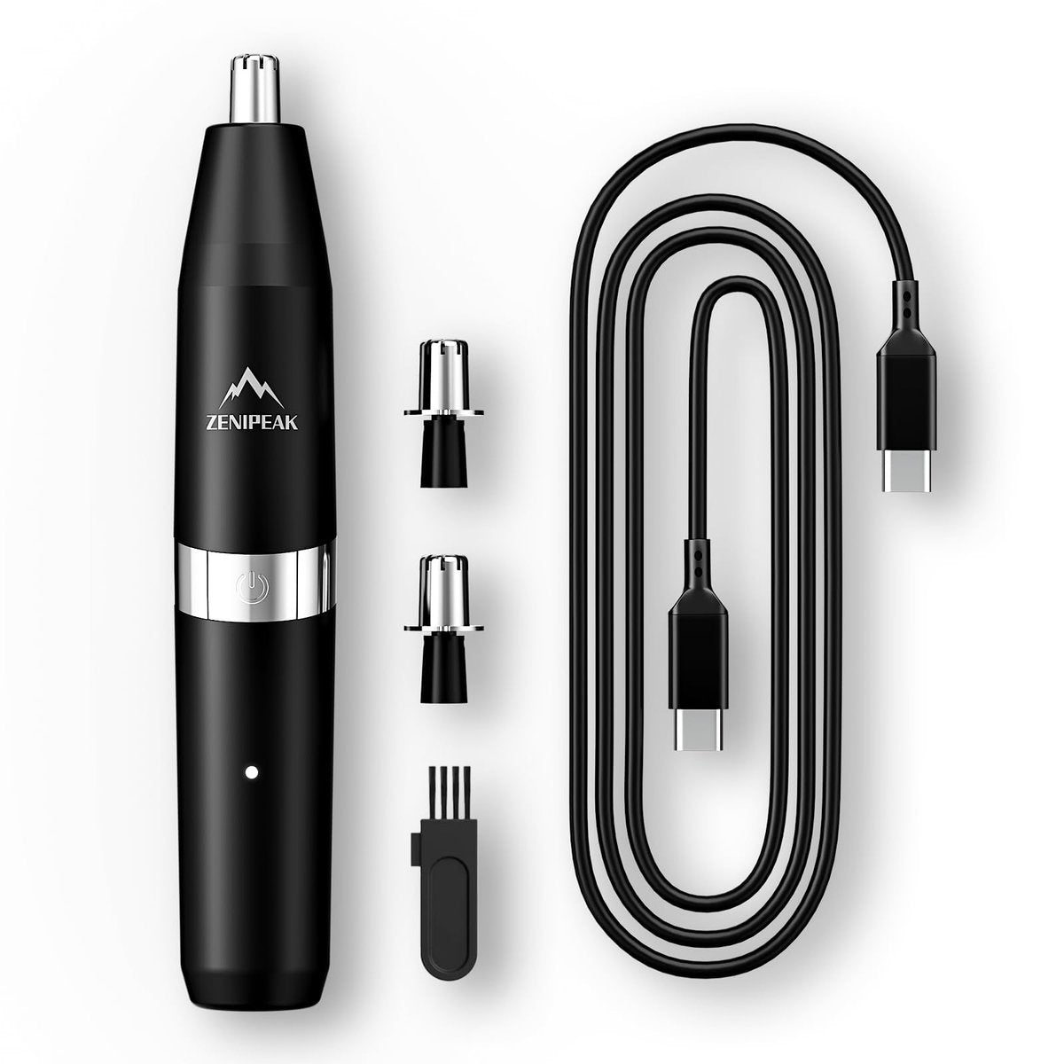 ZENIPEAK Professional Nose Hair Trimmer for Men & Women, USB-C Rechargeable Electric Ear & Nasal Clipper, Micro-Vacuum, Painless 8000 RPM, 3 Patented Magnetic Heads, Waterproof Travel Kit Avelisse