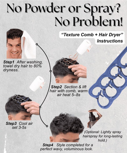 2-Pack Upgraded Texture Comb | Volumizing Root Lift Tool for Curly Hair | Wide Tooth Detangling Comb | Portable Hair Styling Tool