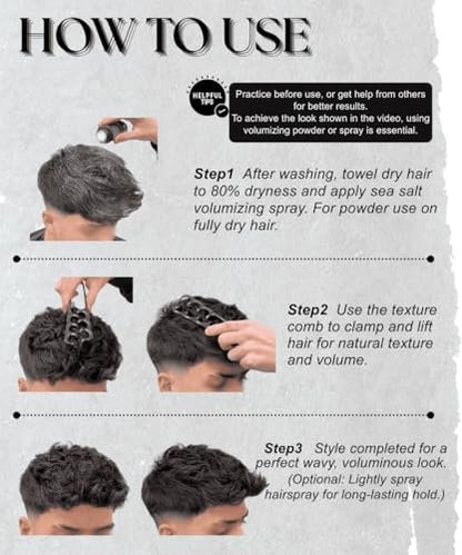 2-Pack Upgraded Texture Comb | Volumizing Root Lift Tool for Curly Hair | Wide Tooth Detangling Comb | Portable Hair Styling Tool