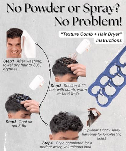 2-Pack Upgraded Texture Comb | Volumizing Root Lift Tool for Curly Hair | Wide Tooth Detangling Comb | Portable Hair Styling Tool