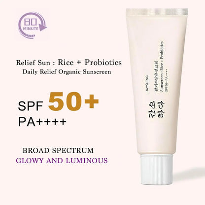 Korean Rice Mineral Sunscreen SPF 50+ Broad Spectrum PA++++ – No White Cast, Fragrance Free, Dewy Finish for All Skin Types, Daily UV Defense & Nourishing Face Protection, 1.7 oz 2-Pack Avelisse