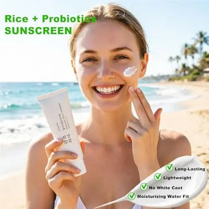 Korean Rice Mineral Sunscreen SPF 50+ Broad Spectrum PA++++ – No White Cast, Fragrance Free, Dewy Finish for All Skin Types, Daily UV Defense & Nourishing Face Protection, 1.7 oz 2-Pack Avelisse