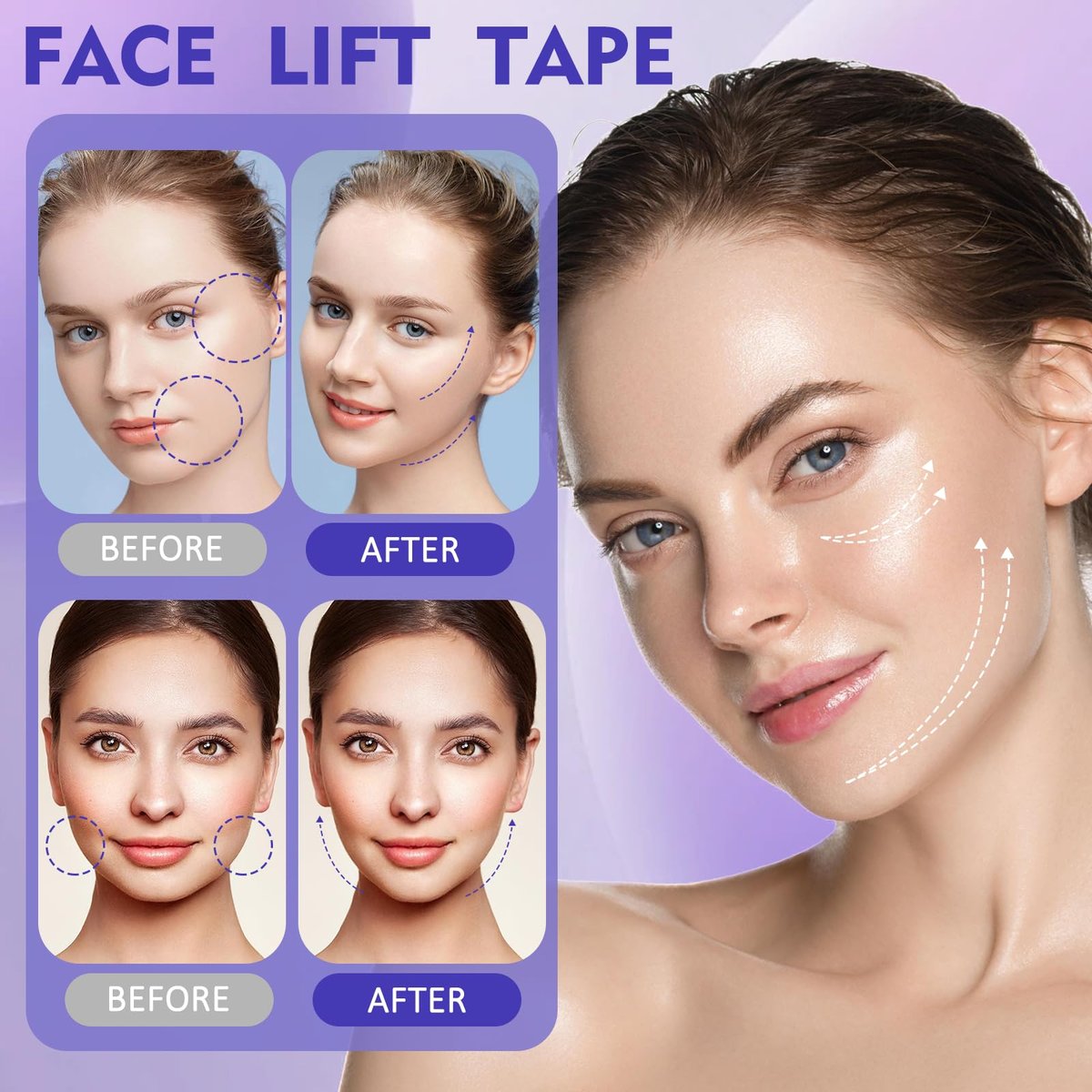 NBF 180 PCS Face Lift Tape - Invisible Instant Facelift Tapes for Lifting & Tightening Skin Avelisse