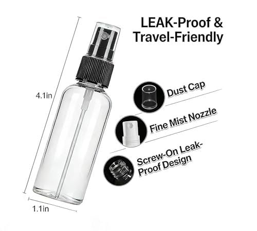 Lekroos 1 Oz Travel Spray Bottles 2 Pack - Thickened Reusable Refillable Plastic Sprayers for Travel, Hair, Cleaning - görsel 6