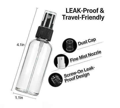 Lekroos 1 Oz Travel Spray Bottles 2 Pack - Thickened Reusable Refillable Plastic Sprayers for Travel, Hair, Cleaning