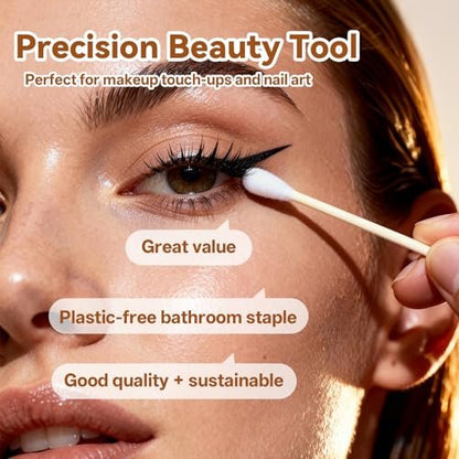 YD WINGTAI Bamboo Cotton Swabs 500 Count - Natural, Biodegradable, Organic Wooden Sticks for Ear Care, Makeup, Travel & Gentle Cleaning