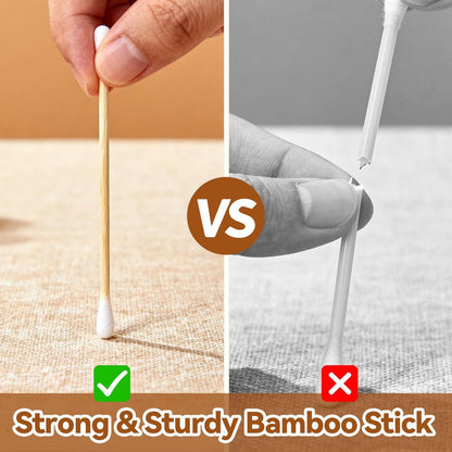 YD WINGTAI Bamboo Cotton Swabs 500 Count - Natural, Biodegradable, Organic Wooden Sticks for Ear Care, Makeup, Travel & Gentle Cleaning