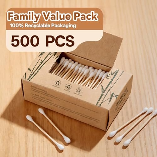 YD WINGTAI Bamboo Cotton Swabs 500 Count - Natural, Biodegradable, Organic Wooden Sticks for Ear Care, Makeup, Travel & Gentle Cleaning - görsel 14