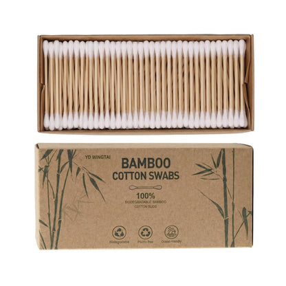 YD WINGTAI Bamboo Cotton Swabs 500 Count - Natural, Biodegradable, Organic Wooden Sticks for Ear Care, Makeup, Travel & Gentle Cleaning