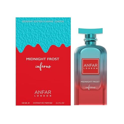 Anfar Midnight Frost Inferno - Midnight Edition - Women's Eau de Parfum - Amber Woody Fragrance with Geranium and Tonka - 3.4 oz