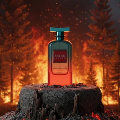 Anfar Midnight Frost Inferno - Midnight Edition - Women's Eau de Parfum - Amber Woody Fragrance with Geranium and Tonka - 3.4 oz