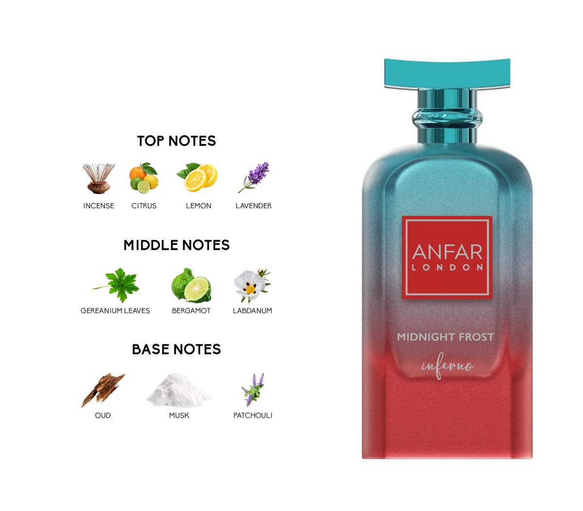Anfar Midnight Frost Inferno - Midnight Edition - Women's Eau de Parfum - Amber Woody Fragrance with Geranium and Tonka - 3.4 oz - görsel 9