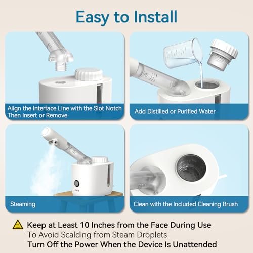 Fulog Facial Steamer Nano Ionic Face Steamer with 360° Rotating Arm – Deep Cleaning Portable Spa Machine for Home & Salon Avelisse