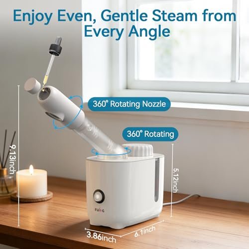 Fulog Facial Steamer Nano Ionic Face Steamer with 360° Rotating Arm – Deep Cleaning Portable Spa Machine for Home & Salon Avelisse