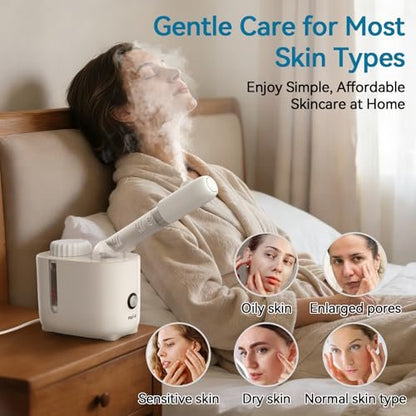 Fulog Facial Steamer Nano Ionic Face Steamer with 360° Rotating Arm – Deep Cleaning Portable Spa Machine for Home & Salon Avelisse